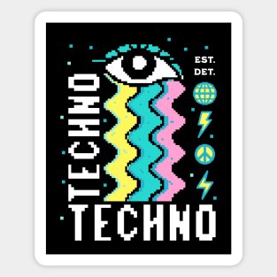 TECHNO  - 8 bit Rainbow Tears (white/blue/yellow) Magnet